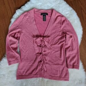 𝅺banana REPUBLIC silk cashmere lace up knit sweater pink xs